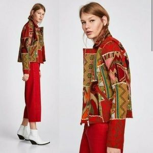 NWOT Zara Moto Patchwork Embroidered Jacket
